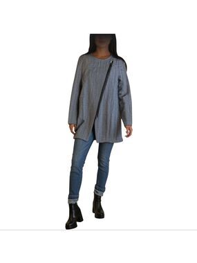 Banana Republic Fleece Asymmetrical Zip Herringbone Coat Size Medium EUC Trendy